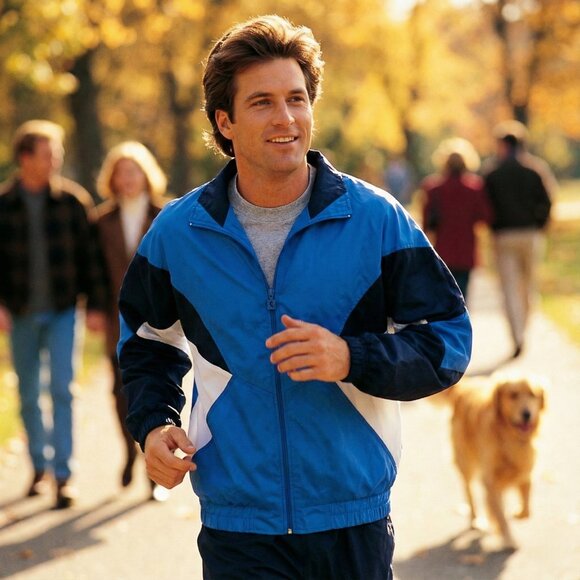 Pierre Cardin Other - Pierre Cardin Mens Blue Colorblock Windbreaker Jacket Vintage 90s Nylon Large